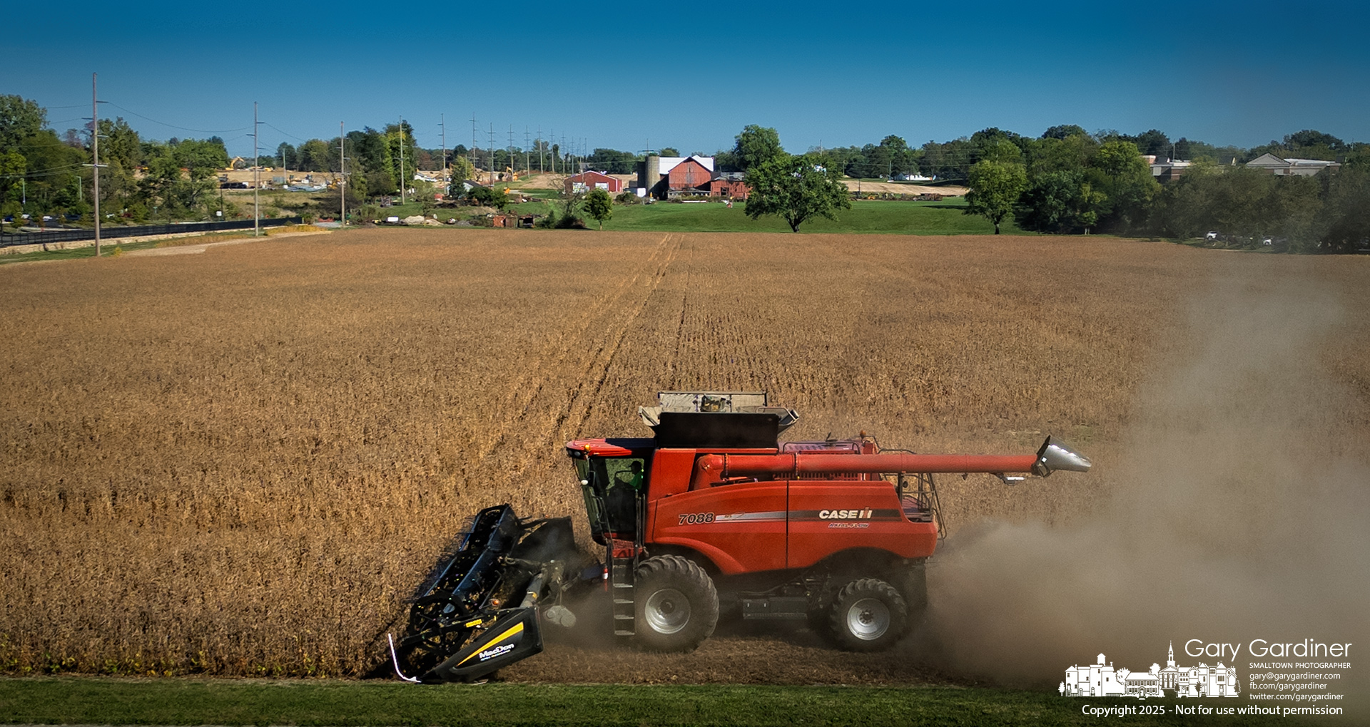 About 50 acres of soybeans were harvested on Tuesday and Wednesday at the Yarnell Farm off Africa Road in Delaware County. The property spans from Cleveland Avenue on the west to the Berkshire Commons on the east.